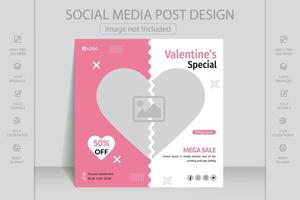 super försäljning posta med rabatt. Lycklig valentines dag hälsning kort mall. lämplig för social media posta, mobil app, webb baner, flygblad, tapet, flygblad, inbjudan, affischer, broschyr, banderoller. vektor