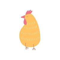 tecknad serie tupp silhuett, söt påsk kuk vektor illustration isolerat grafisk element. rolig kyckling karaktär design. hand teckning barnslig höna, inhemsk fågel.