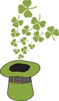 Saint Patrick's Day Kobold grüner Hut und dreiblättriges Kleeblatt. Vektor-Illustration. vektor