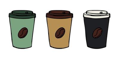 söt kopp av te eller kaffe illustration. enkel kopp ClipArt. mysigt Hem klotter uppsättning vektor