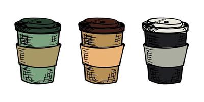 söt kopp av te eller kaffe illustration. enkel kopp ClipArt. mysigt Hem klotter uppsättning vektor