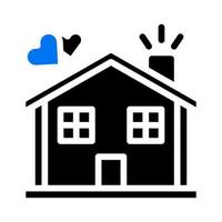 Haus Symbol solide blau schwarz Stil Valentinstag Illustration Vektorelement und Symbol perfekt. vektor
