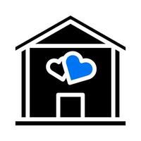 Haus Symbol solide blau schwarz Stil Valentinstag Illustration Vektorelement und Symbol perfekt. vektor