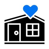 Haus Symbol solide blau schwarz Stil Valentinstag Illustration Vektorelement und Symbol perfekt. vektor