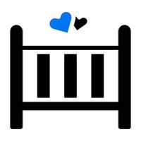Bett Symbol solide blau schwarz Stil Valentinstag Illustration Vektorelement und Symbol perfekt. vektor