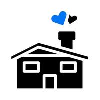 Haus Symbol solide blau schwarz Stil Valentinstag Illustration Vektorelement und Symbol perfekt. vektor