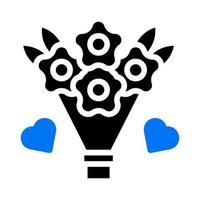 bukett ikon fast blå svart stil valentine illustration vektor element och symbol perfekt.