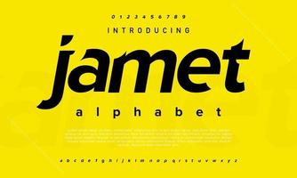 James moderne abstrakte digitale Alphabet-Schriftart. minimale technologietypografie, kreative urbane sportmode, futuristische schriftart und mit zahlen. Vektor-Illustration vektor