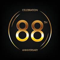88: e årsdag. åttioåtta år födelsedag firande baner i ljus gyllene Färg. cirkulär logotyp med elegant siffra design. vektor