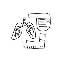 Doodle Lunge, Tascheninhalator und Spirometer. vektor