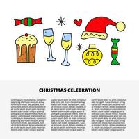 artikel mall med text och klotter jul och ny år ikoner. vektor