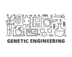 Gruppe von Doodle-Gliederungssymbolen für die Gentechnik. vektor