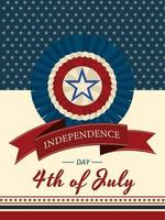 4. juli einladungskarte zum unabhängigkeitstag oder vorlagendesign mit amerikanischem abzeichen. vektor