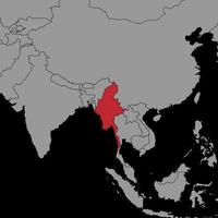 Pin-Karte mit Myanmar-Flagge auf der Weltkarte. Vektor-Illustration. vektor