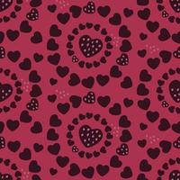 Nahtloses Muster mit Herzen, die in einem Kreis auf einem rosa Hintergrund in einem Liebesthema angeordnet sind. monochrome Farbe. vektorillustration im stil des minimalismus. vektor