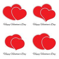 Satz von vier großen und kleinen roten Herzen. romantisches Liebessymbol des Valentinstags. Vektor-Illustration vektor
