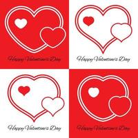 Satz von vier Illustration von drei Herzen. romantisches Liebessymbol des Valentinstags. Vektor-Illustration vektor