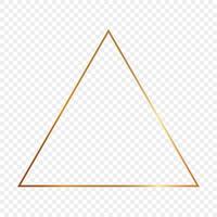 guld lysande triangel ram isolerat. skinande ram med lysande effekter. vektor illustration.