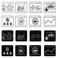 uppkopplad handel ikon vektor uppsättning. statistik illustration tecken samling. schema symbol eller logotyp.