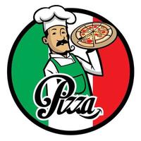 italiensk kock med pizza vektor