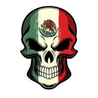 mexiko-flagge auf einem schädel gemalt vektor