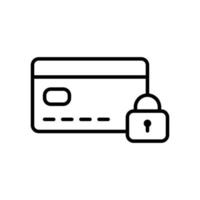 Kreditkarte, Debitkarte, ATM-Karte mit Schlosssymbol, Symbol für sicheres Online-Zahlungskonzept im Linienstildesign isoliert auf weißem Hintergrund. editierbarer Strich. vektor