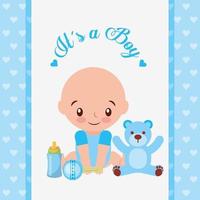 baby shower kort med söt liten pojke vektor