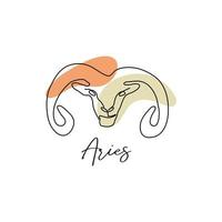 astrologi horoskop symbol zodiaken aries tecken i linje konst stil boho Färg vektor