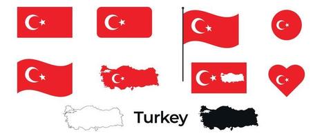 Flagge der Türkei. Silhouette der Türkei. türkische Flagge. Nationales Symbol. vektor