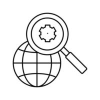 Earth Gear Research Line Symbol Vektor Illustration