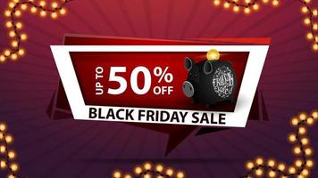 Black Friday Sale, bis zu 50 Rabatt, Rabatt Web Banner mit Sparschwein vektor