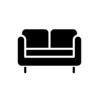 kärleks säte svart glyf ikon. små soffa för levande rum. två-sits stol. modern samtida Hem möbel Lagra. silhuett symbol på vit Plats. fast piktogram. vektor isolerat illustration