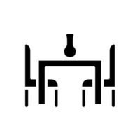 Esszimmer set schwarzes Glyphen-Symbol. Tisch und Stühle. modernes zeitgenössisches Wohnmöbelgeschäft. Sitzordnung. Schattenbildsymbol auf Leerraum. solides Piktogramm. vektor isolierte illustration