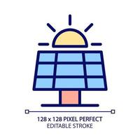 Pixel perfektes RGB-Farbsymbol für Solarpanel. Photovoltaik. alternative Energiequelle. Licht in Strom umwandeln. isolierte vektorillustration. einfache gefüllte Strichzeichnung. editierbarer Strich vektor