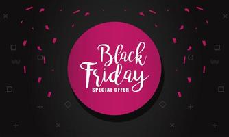 schwarzer Freitag-Verkaufsbanner mit Beschriftung im rosa kreisförmigen Rahmen vektor