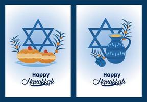 lycklig hanukkah firande med judiska stjärnor vektor