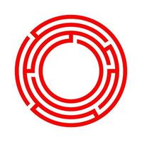 roter labyrinthkreis auf einer weißen hintergrundvektorillustration. abstraktes Logo-Symbol-Symbol. vektor