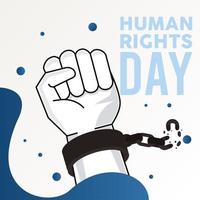 mänskliga rättighetsdag affisch med handbrytande handbojor vektor