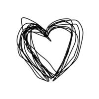 hjärta handstil skiss teckning penna. hjärtans dag design element. begrepp kärlek död. barns teckning av en hjärta. vektor