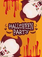Halloween skräckfest firande affisch med clowner och blod vektor