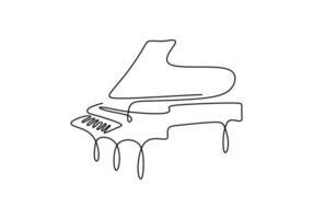 piano en linjeteckning. vektor illustration kontinuerlig enda hand dras, klassisk musik instrument. minimalism konst isolerad på vit bakgrund.