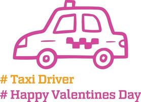 Taxifahrer-Valentinstag-T-Shirt-Designs-Vorlage vektor