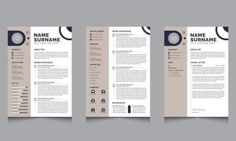 svart och vit återuppta och omslag brev CV mallar design vektor