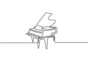 piano en linjeteckning. vektor illustration kontinuerlig enda hand dras, klassisk musik instrument. minimalism konst isolerad på vit bakgrund.