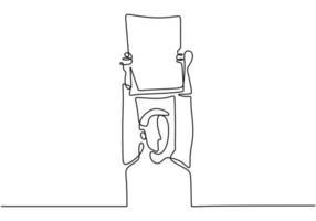 einfache Schwarzweiss-Vektorillustration des Demonstrantenmannes. eine durchgehende Strichzeichnung, Abbildung vektor