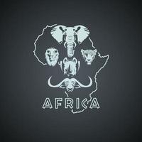 afrikansk kontinent form med stor fem djur. vektor