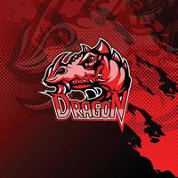 Drachenlogo für Esport-, Sport- oder Spielteam-Maskottchen. vektor