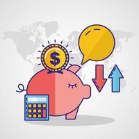 Geld-, Finanz- und Technologiekonzept mit Sparschwein vektor