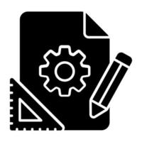 fast design ikon av utarbetande förvaltning vektor