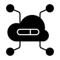 Premium-Download-Symbol für Cloud-Netzwerke vektor